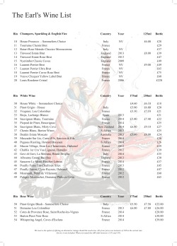 The Earl`s Wine List