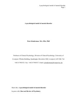 A psychological model of mental disorder