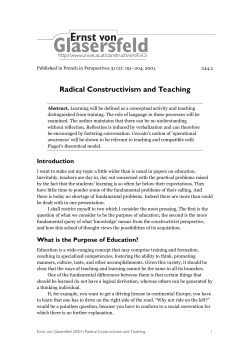 Radical Constructivism and Teaching