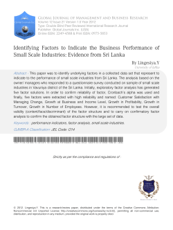 Identifying Factors to Indicate the Business Performance ofSmall