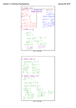 Section 7.5: Solving Trig Equations