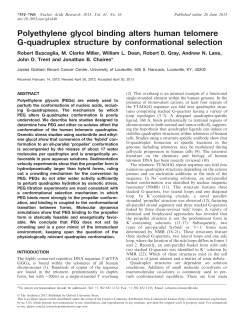 Polyethylene glycol binding alters human telomere G