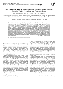 Soil Amendments Affecting Nickel and Cobalt