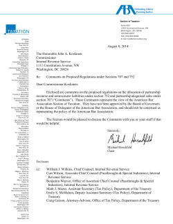 Comments on Proposed Regulations under Sections 707 and 752