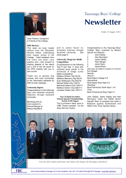 Newsletter - Tauranga Boys College