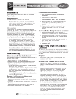 Orientation and Conferencing Plan Stage 4