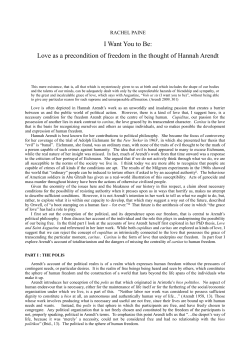 I Want You to Be: Love as a precondition of freedom in the thought of