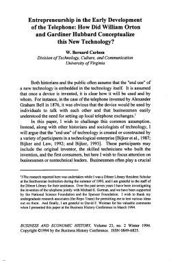 Entrepreneurship in the Early Development of the Telephone: How