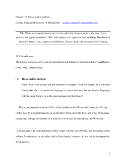 1 Chapter 19: The actuation problem George Walkden (University of