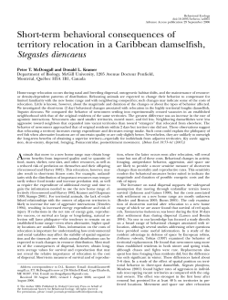 Short-term behavioral consequences of territory