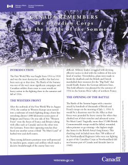 CANADA REMEMBERS e Canadian Corps and the Battle of the