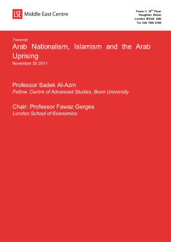 Arab Nationalism, Islamism and the Arab Uprising
