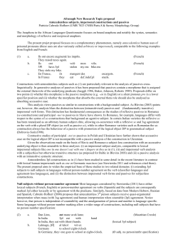 Antecedentless subjects: Impersonal constructions and passives