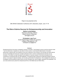 The Role of Advice Sources for Entrepreneurship and Innovation