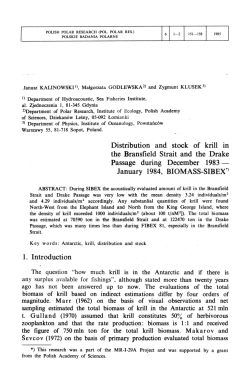 Distribution and stock of krill in the Bransfield Strait and the Drake