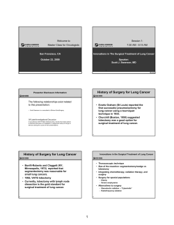 History of Surgery for Lung Cancer History of Surgery for - Pri-Med