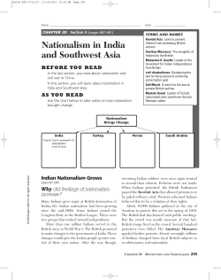 Nationalism in India and Southwest Asia