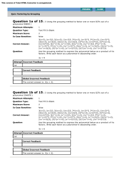 Quiz: Factoring by Grouping Question 1a of 15 ( 3 Using the