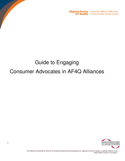 Guide to Engaging Consumer Advocates in AF4Q Alliances