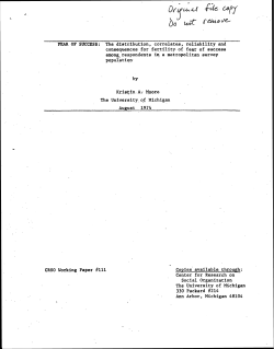 FEAR OF SUCCESS: The distribution, correlates
