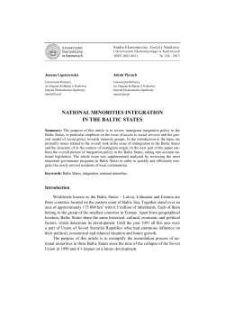 NATIONAL MINORITIES INTEGRATION IN THE BALTIC STATES