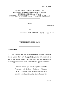 Respondent`s Case - Court of Final Appeal