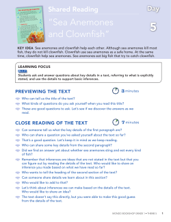 Days 5-6 Shared Reading - "Sea Anemones and Clownfish"