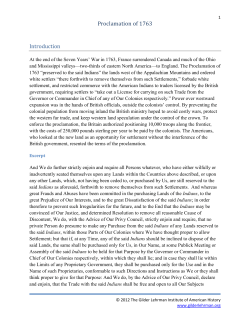 Proclamation of 1763 Introduction - The Gilder Lehrman Institute of