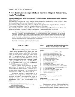 A Five Year Epidemiologic Study on Scorpion Stings in Ramhormoz