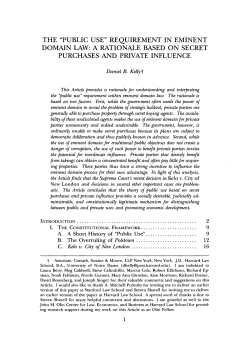 the "public use" requirement in eminent domain law: a rationale