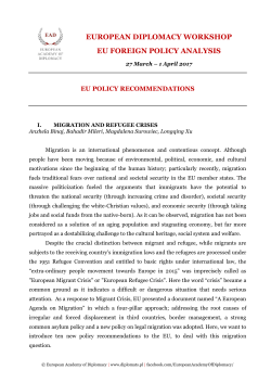 EUROPEAN DIPLOMACY WORKSHOP EU FOREIGN POLICY