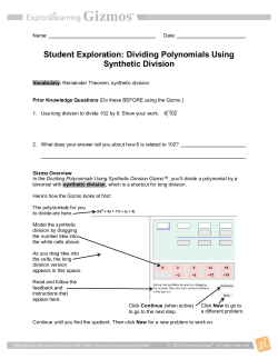 Dividing Polynomials Using Synthetic Division