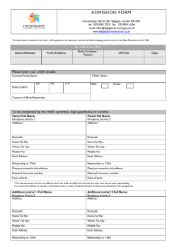 admission form - Highgate Primary School