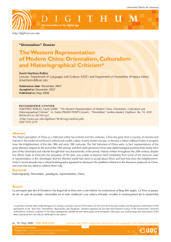 The Western Representation of Modern China: Orientalism