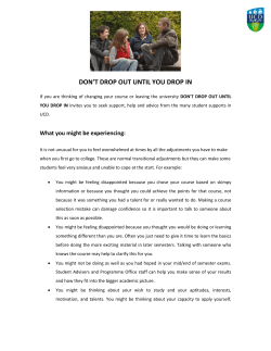 Don`t Drop Out Until You Drop In