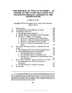 "the republic of texas is no more": an answer to
