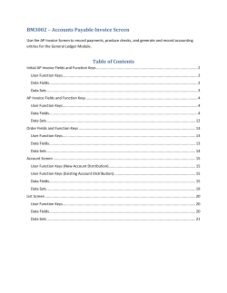 BM3002 &ndash; Accounts Payable Invoice Screen Table of Contents