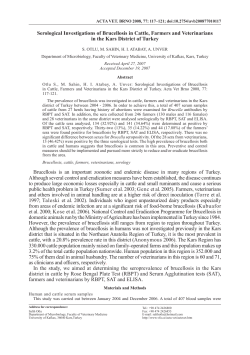 Serological Investigations of Brucellosis in Cattle, Farmers and