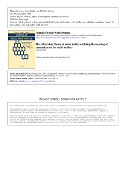 Journal of Social Work Practice The Citizenship Theory of social