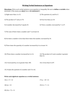 Writing Verbal Sentences as Equations