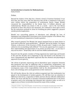 An Introduction to Genetics for Mathematicians Emily Scheele