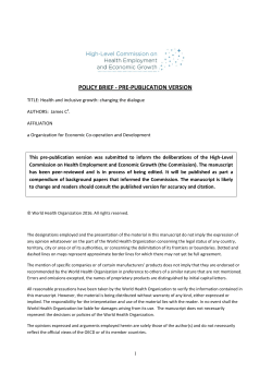 Health and Inclusive Growth: Changing the Dialogue