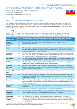 KEY FACTS ABOUT THIS HOME CONTENTS POLICY