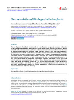 Characteristics of Biodegradable Implants
