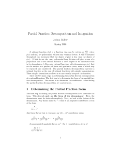 Notes on Partial Fraction Decomposition