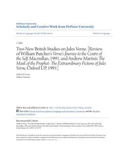 Two New British Studies on Jules Verne.