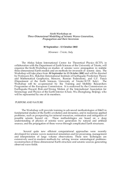 Sixth Workshop on Three-Dimensional Modelling of Seismic Waves