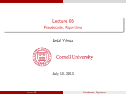 Lecture 06 - Pseudocode, Algorithms