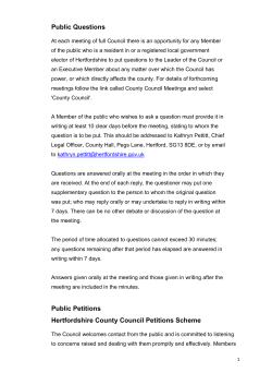 Asking public questions and presenting petitions