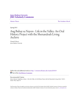 Ang Buhay sa Nayon - Life in the Valley: An Oral History Project with